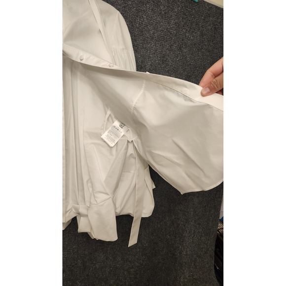 Valentino Blouse Womens 42 White Bow Balloon Sleeve Oversized Tunic Top Italy - Picture 12 of 16